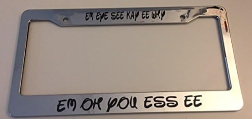Mickey The Name Spelled Out Cursive Em Eye See Kay Ee Why Em Oh You Ess Ee - Automotive Chrome License Plate Frame - …