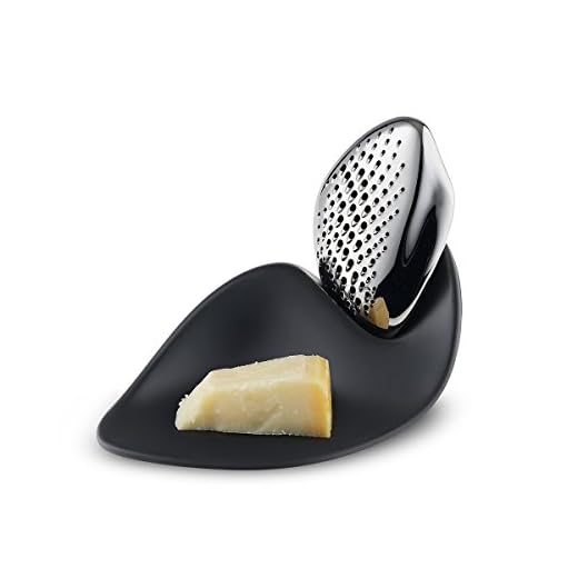 Alessi Zh03 Forma Râpe à Fromage en Acier Inoxydable 18/10 Brillant avec Base en Mélamine