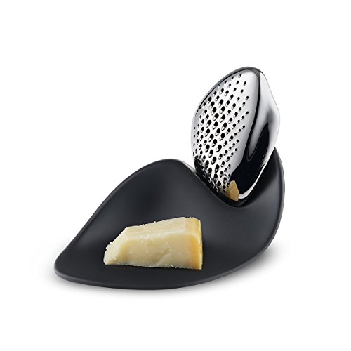 Facile da pulire Alessi ZH03 Forma Grattugia in Acciaio Inossidabile 18/10 Lucido con Base in Melammina, Argento/Nero