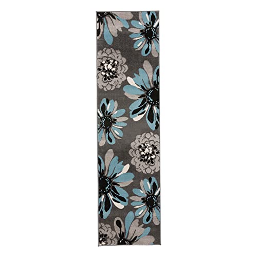 Rugshop Modern Flowers Runner Rug 2' X 7' 2" Blue #TOP1