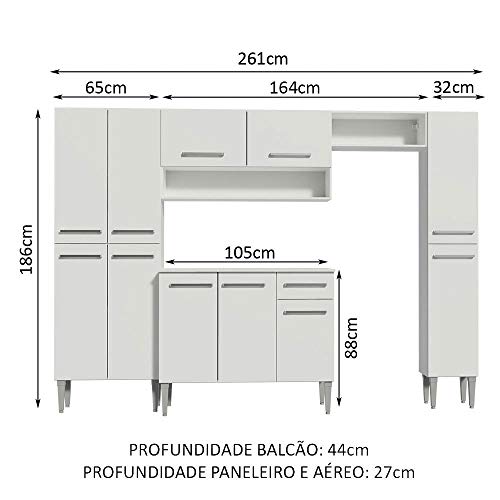Cozinha Completa Madesa Emilly Hit com Armário e Balcão - Branco