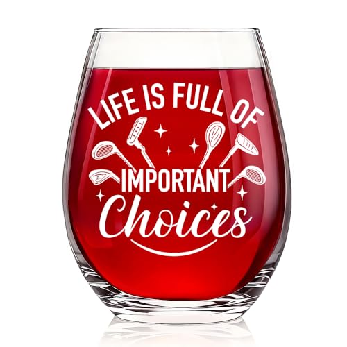Vgrti Life is Full of Important Choices Wine Glass, Funny