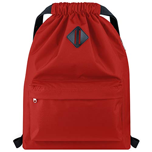 Vorspack Drawstring Backpack Water Resistant String Bag Sports Gym Sack with Side Pocket