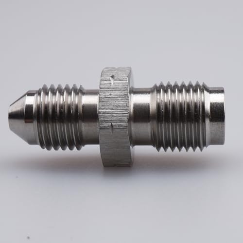 Image of AN-3 AN3 JIC Flare to M10x1.0 Inverted Seat Stainless Steel Straight Male 3 /8-24 Thread Flare Brake Line Union Tube Hose Fitting Adapter | Brake master cylinder adapter, stainless steel
