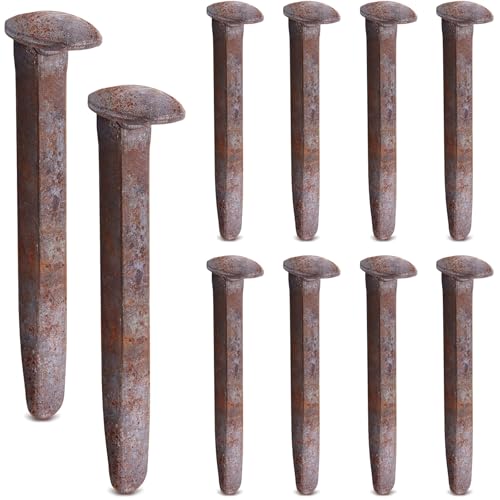 Yinkin 10 Pcs Railroad Spikes Bulk Carbon Steel Rail Road Spike DIY Railroad Ties with Rusting Patina...