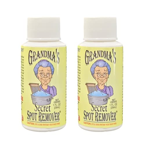 Image of Grandma's Secret Spot Remover - Chlorine, Bleach and Toxin-Free Stain Remover - Stain Remover for Clothes - Fabric Stain Remover Removes Oil, Paint, Blood and Pet Stains – 1 Ounce, Pack of 2