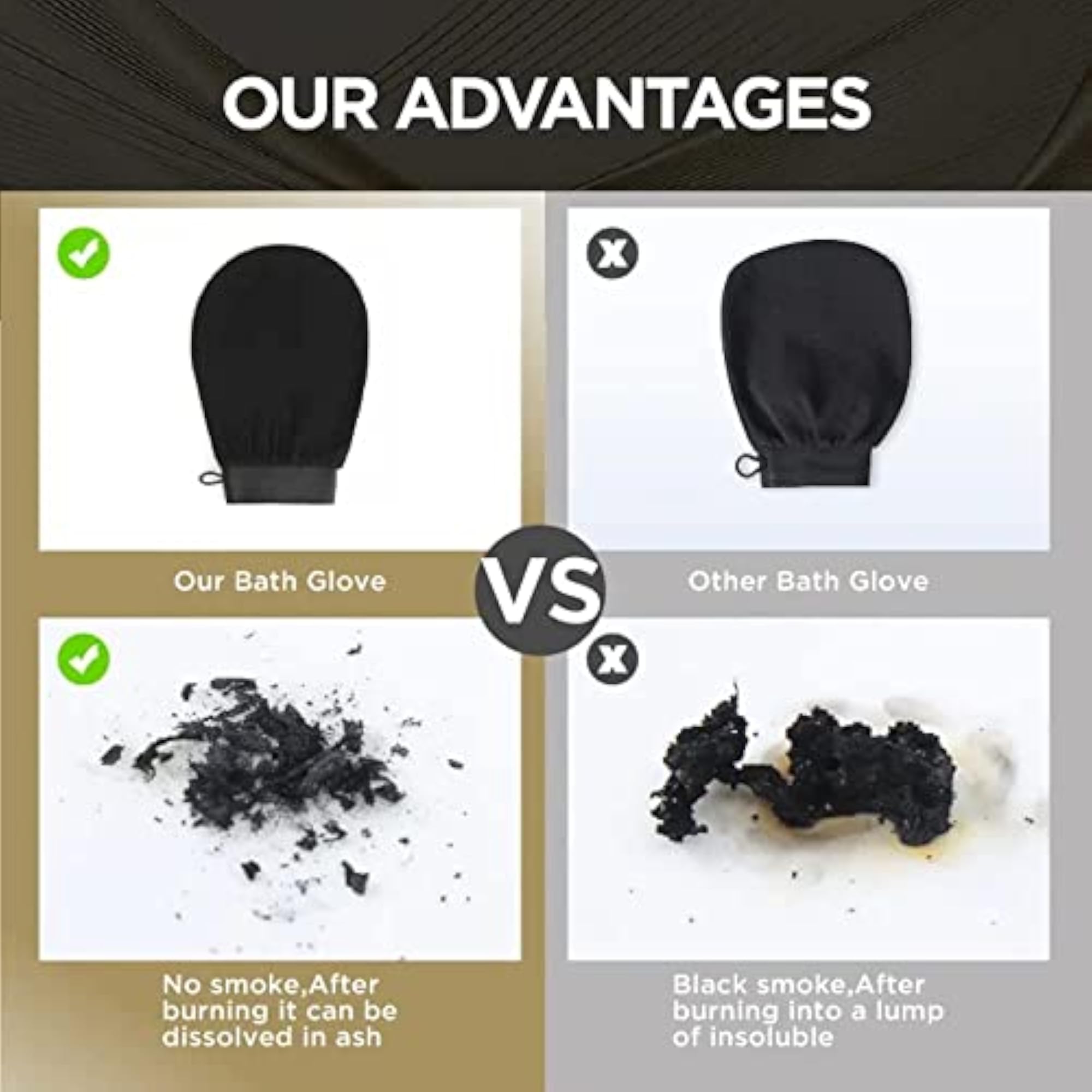 Natural Exfoliating Bath Scrub Glove, Black, Gift for Her