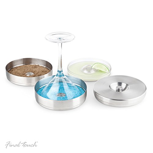 Final Touch Stainless Steel 2-Tier Cocktail Rimmer with Stainless Steel Lid