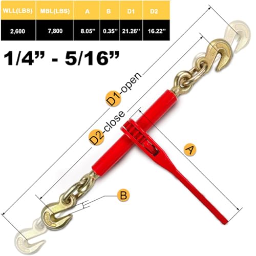 Aymmic 2LB-1.4-5.16 1/4 Inch-5/16 Inch Chain Binder, Ratchet Load Binder thumb #5