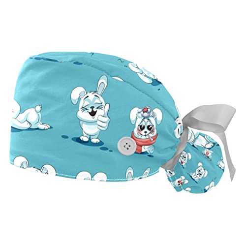 Chapeaux bouffants JDEZ : lot de 2 casquettes de travail ajustables pour femmes et hommes