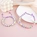 ZZLTAWS First Day of School Mommy and Me Matching Bracelet Set kindergarden Pre-K Back to School Gifts Adjustable Heart Clay Bead Jewelry for Mother Daughter Dad Son (Purple)