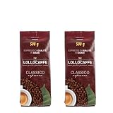 LOLLO CAFFE Grani CLASSICO 2 Buste da 500 g - Espresso Napoletano Miscela Bar in comode buste da 500g per una migliore conservazione del prodotto - Made in Italy -