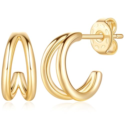 14K Gold Hoop Earrings 14K Gold Earrings for Women Small Hoop Earring Trendy Round Thick Open Womens Hoops Earring 12mm 25mm