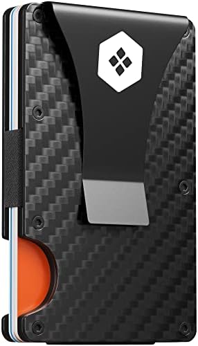 Sorax Minimalist Slim Wallet for Men - Carbon Fiber Wallets For Men RFID Blocking - Credit Card Holder with Aluminum Money Clip