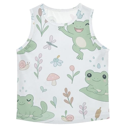 Frog Cartoon Boys Athletic Tank Top Sleeveless Summer Vest Tee Sport Dance Workout Tops for Golf Swim Bike Jog 3T