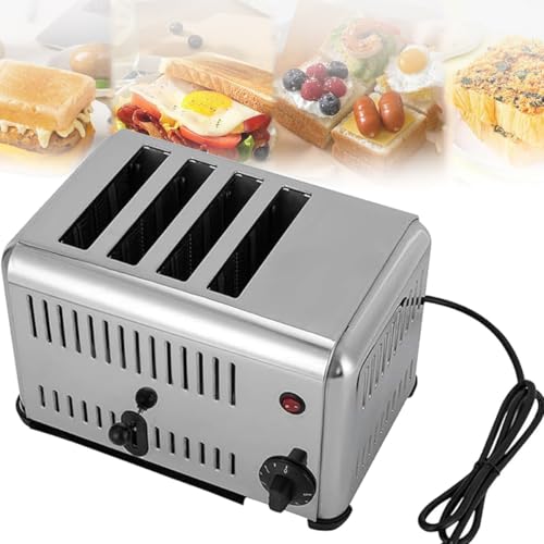 Aioneer Tostadora Comercial De Pan, Eléctrica De Acero Inoxidable, De Encimera Y Tacto Frío, con Bandeja Recogemigas Extraíble, Capacidad para 6 Rebanadas.-4slice