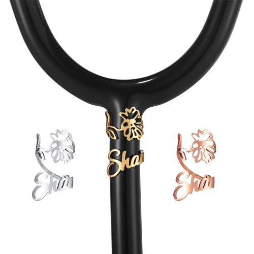 OTXIXTO Personalized Stethoscope Name Tag with Engraved Name/Birthflower Customized Stethoscope ID Tag Personalized Stethoscope Charm Accessories Gifts for Doctors/Nurses/Nursing Student (Style A1)