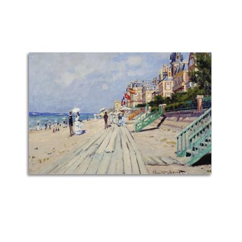 Póster impresionista en lienzo de lujo neutro, obra de Monet texturizada en formato de 40x60 cm