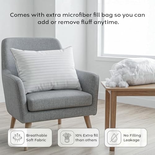 Image of AYKA Microfiber Cushion Filler Set of 4 (12x18 Inch) | Soft & Fluffy Sofa Cushions Inserts | Premium Polyester Fiber Throw Pillows for Sofa, Couch, Bed & Living Room Decor | White