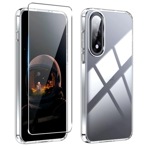 zZjoOoj Funda para OnePlus Nord 5 con 1 Vidrio Templado Protector de Pantalla Suave TPU Borde + PC Duro Transparente Parte Trasera Resistente a Golpes Funda - Transparente