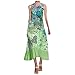 yuwo Vestido largo casual sin mangas con cuello redondo para mujer, verde, XL