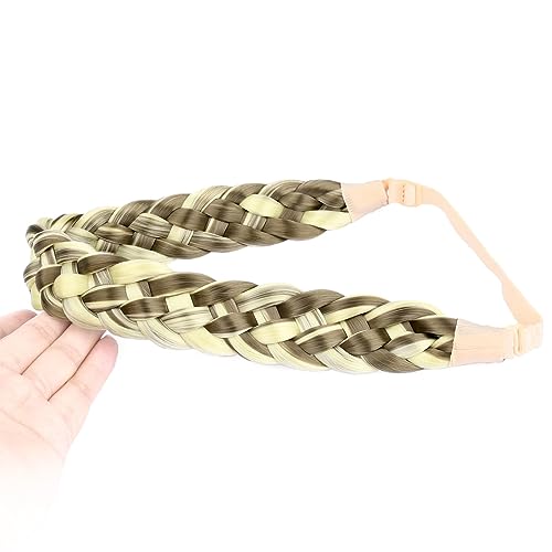 BOBIYA 5 Strand Synthetic Hair Braided Headband Classic Chunky Wide Plaited Braids Elastic Stretch Hairpiece for Women Girl (Light Highlighted) - Image 3