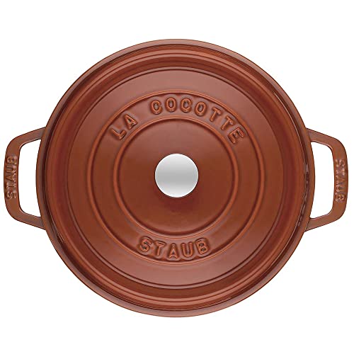 Image of STAUB Cast Iron Dutch Oven 2.75-qt Round Cocotte, Made in France, Serves 2-3, Burnt Orange