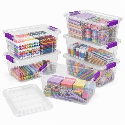 Image of EOENVIVS Clear Storage Bins with Lids 6 Pack, 7 Qt Stackable Storage Containers with Buckle Lock, Durable Plastic Containers & Storage Box Organizer for Pantry, Bathroom, Closet & Office Use