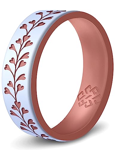 Knot Theory Silicone Ring in Filigree, Floral, Hearts, or Laurel - Engraved Dual Layer Silicone Wedding Band, for Sports Activities, Breathable Comfort Fit