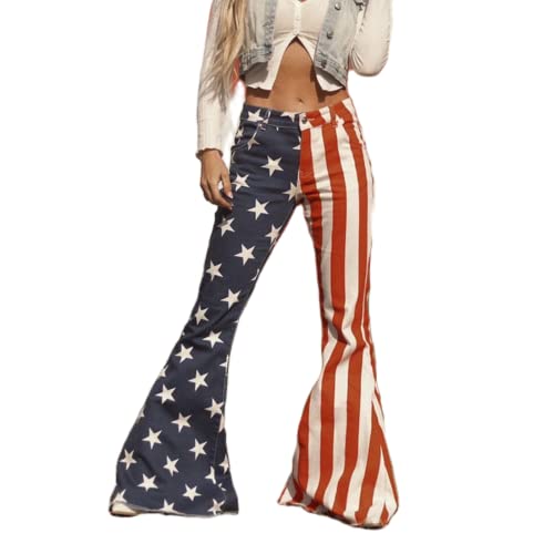 Jligbaxidg Mother And Daughter Matching Pants 4Th Of July Outfits Women Girl American Flag Flare Trousers Bell Bottoms Jeans #TOP17