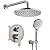KOJOX Brushed Nickel Shower System & 6" Quadrato Drain Bundle: 3-Mode Showerhead, Valve, Burhsed Nickel SUS 304 Drain
