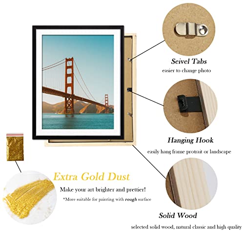 10X14 Wood Picture Frame Diamond Painting Frames Display 10X14In / 25X35Cm Without Mat Or 8X12In / 20X30Cm With Mat 10X14 Frame For Photo Poster Puzzle Diamond Art Gallery Wall Hanging - Black 2 Pack #TOP3