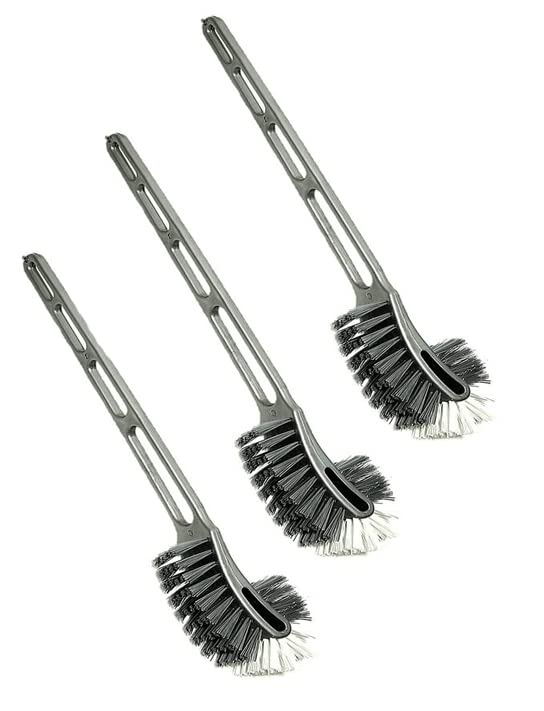 Double-Sided Flexible Toilet Brush Hockey Design for Western & Indian Toilet Cleaning, Grey, Large Size (Pack of 3)-image-8