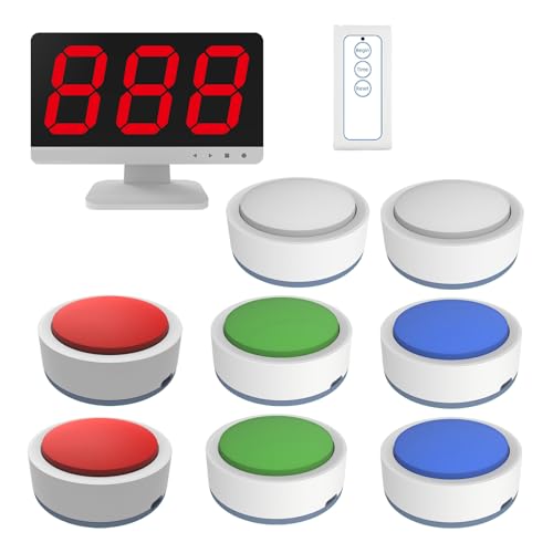Image of SavvyMate Buzzers for Trivia Games with, Jeopardy Buzzers with Light and Sound, Game Buzzers with 8 Buttons, Voice Prompt Trivia Buzzer System for Classroom, Family Parties /Group Game Activities