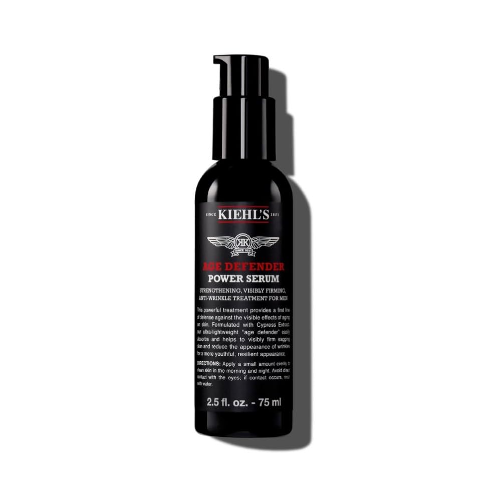 Kiehl's Age Defender Power Serum, Lightweight Anti-Aging Serum for Men, with Cypress Extract & Adenosine, 75Ml