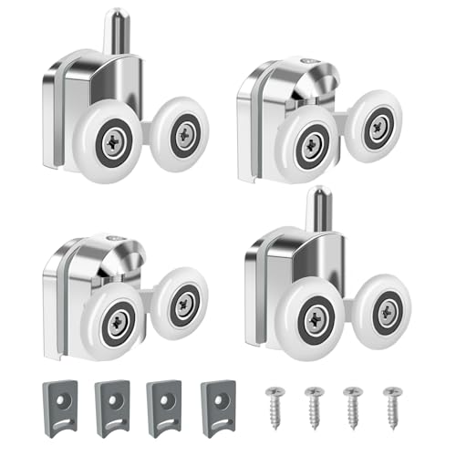 Hevysuo 4 Roulettes de Porte de Douche,Métal Roulettes Porte de Douche en Verre,Convient à Tous les Types de Salles de Bain 23 mm