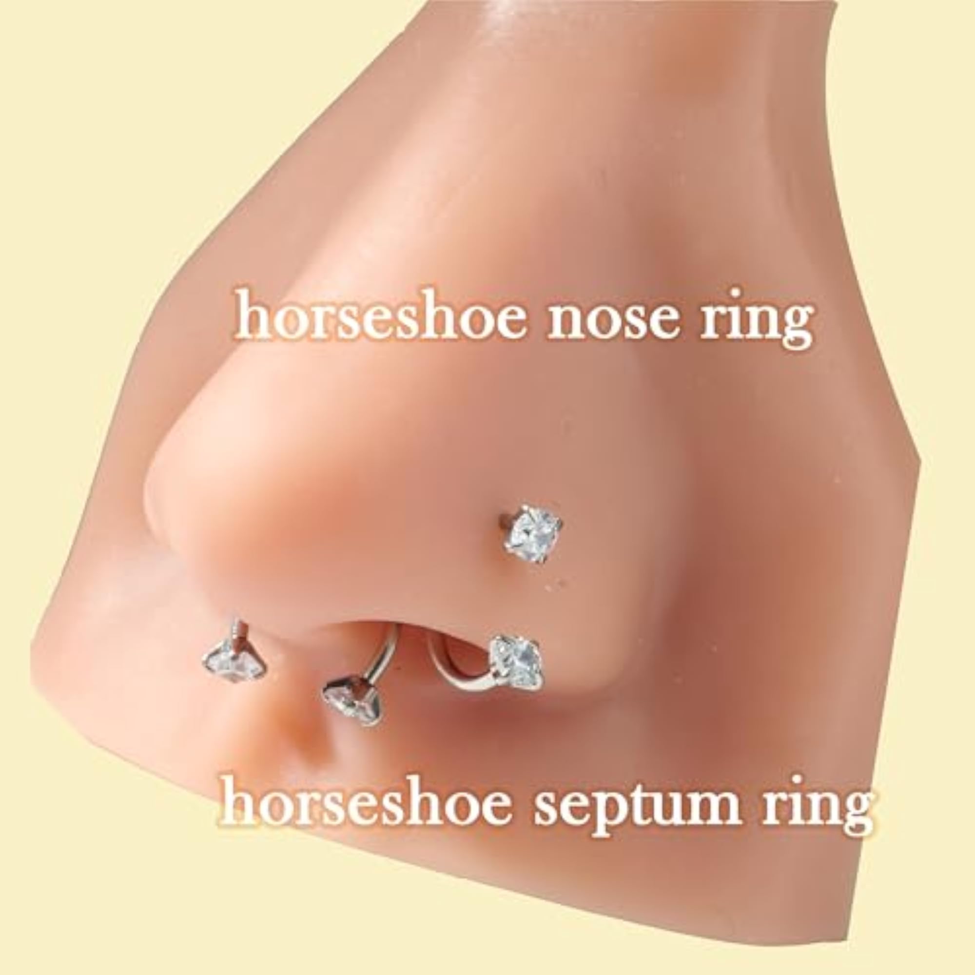 Horseshoe Nose Ring with Double Gem