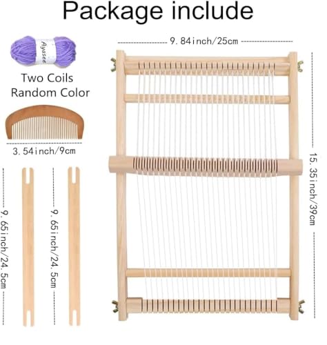 RRigo Weaving Loom Kit, 15.7" H x 11.8" W Wooden Tapestry Looms, Large Weaving Frame to Handcraft for Beginners, Came Pre-Warped for Quick Start - Thumbnail 2