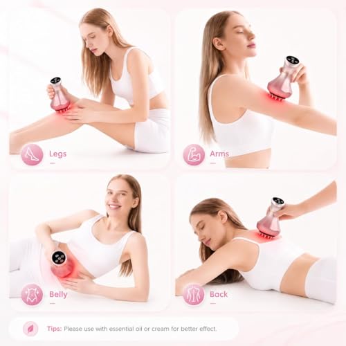 Image of 4-in-1 Lymphatic Drainage Massager - Anti-Cellulite Message Tool with Heating /Vibration /Light Therapy, Cordless Handheld for Sciatica, Full Body Pain Relief & Skin Tightening
