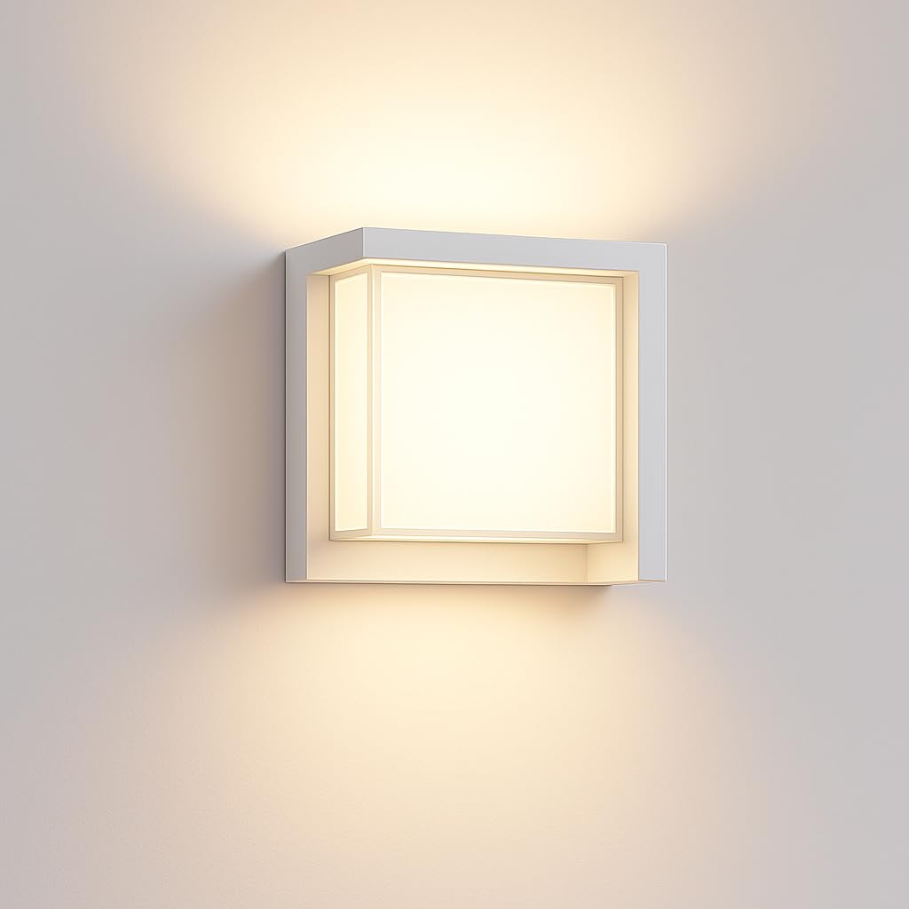Aplique Led Exterior Pared 15W Impermeable IP65 2700K 3200K 4000K Luz Ajustable Muro Interior Foco Lámparas Terraza Diseño Cuadrado Blanco Candeeiro Apliques El Palique Iluminación Jardín Dormitorio