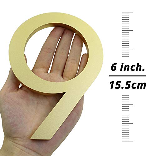 Hasware Floating House Number 6 Inch Stylish Door Numbers Alphabet Plaque Street Home Address Numerals (Golden, 8) #TOP4