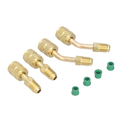 Ycauty Convertidor de fontanería Adaptador de carga de refrigerante eficiente para acondicionadores de aire R410, construcción de latón, 4 piezas 1/4 SAE a 5/16 SAE Kit de conversión para