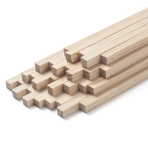 Holzleisten zum Basteln, Holzstäbchen zum Basteln 8 x 8 x 300 mm, 30 Stück Quadratisch Holzstäbe Eckig Bastelholz, Natur Unfertige Kantholz Holzlatten Holzstab Holzstange Hartholz Dübel für Modellbau
