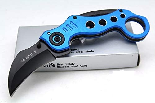 Snake Eye Tactical Heavy Duty Action Assisted Folding Karambit Combat Knife Self Defense Outdoors Hunting Camping Fishing (Blue) - Snake Eye Tactical