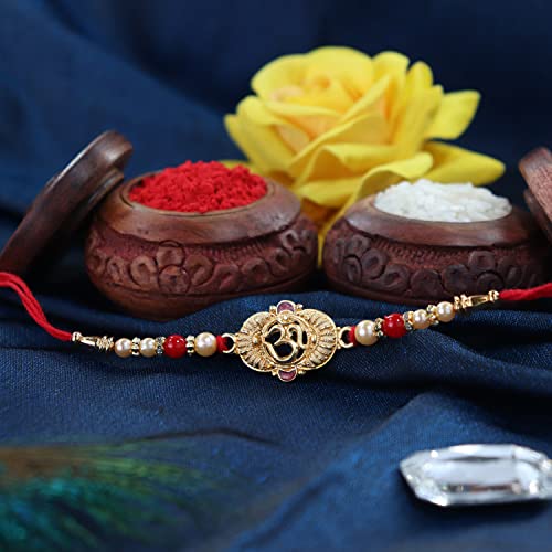 Image of DeoDap Rakhi For Brother Set Of 2 With Sweets & Effete Choco Magic (Pouch) with Silver Color Pooja Coin, Roli Chawal, Greeting Card For Brother, Bhabhi, Kids, Rakhi Combo (K2 276+527 SM)