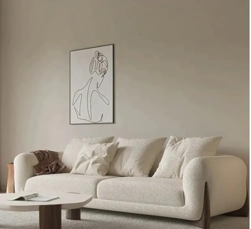 Image of Upholstered 3 Seater Sofa Three Seater Sofa with Wooden Legs for Living Room Hotels & Offices (Boucle Teddy Fabric Beige)