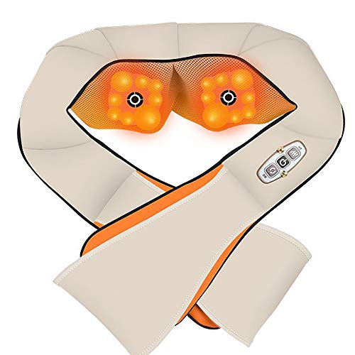 Preisvergleich Produktbild Shinelyf Nackenmassagegerät, Elektrische Massagegerät mit Wärmefunktion für Schulter Nacken Rücken, Shiatsu Massagekissen Wärmefunktion Massager, 3D Rotation Masseur Massage für Haus Büro Auto,Weiß