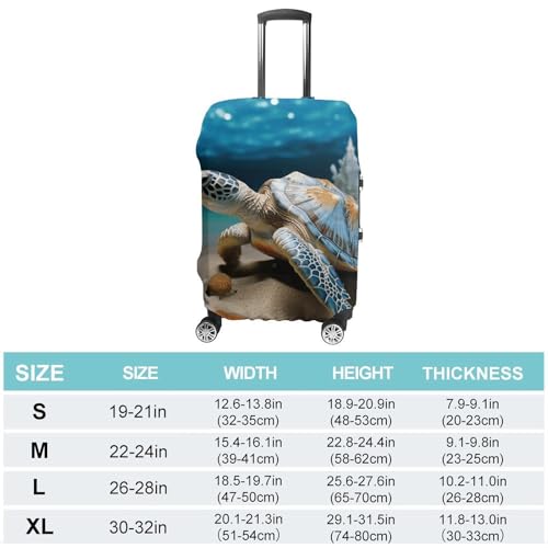 Sea Conch Shell Starfish Turtle Luggage Cover, Washable Elastic Suitcase Cover Protector Fit 18-32 Inch Luggage2