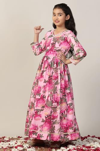 Image of Fashion Dream Girls Floral Georgette Fit & Flare Ethnic Dress|Birthday Maxi for Kids