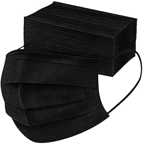 MASQ Single Use Disposable Black Face Mask, Soft on Skin, 3-ply Masks Facial Cover with Elastic Earloops and Nose Clip Great For Home, Office, School, and Outdoors (3-Ply Masks Pack of 20, 20, count)
